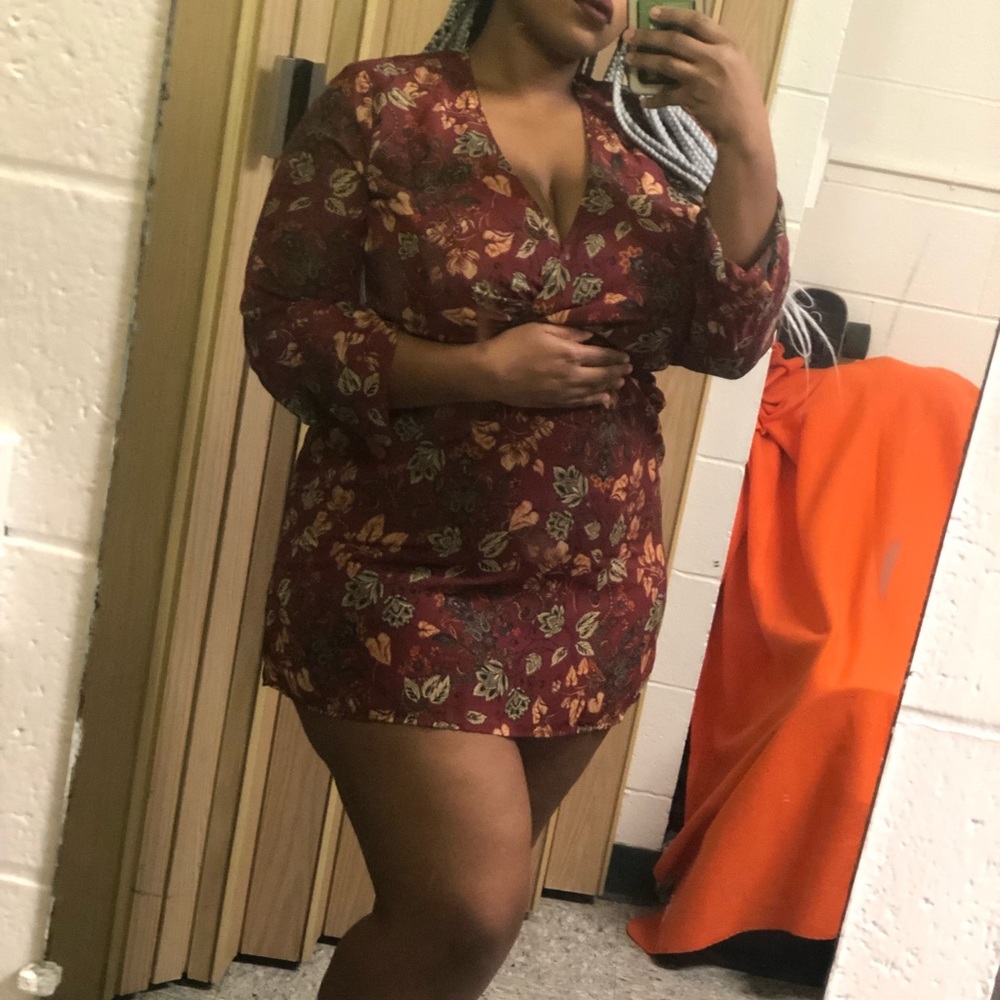 Burgundy floral dress